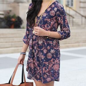 Lush Blue and Pink Paisley Shift Dress Size Small